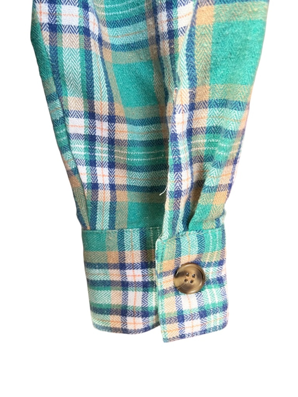 Easel Green Plaid Peace Layered Washed Knit Long Sleeve Pullover Sweatshirt SZ S - Picture 5 of 10